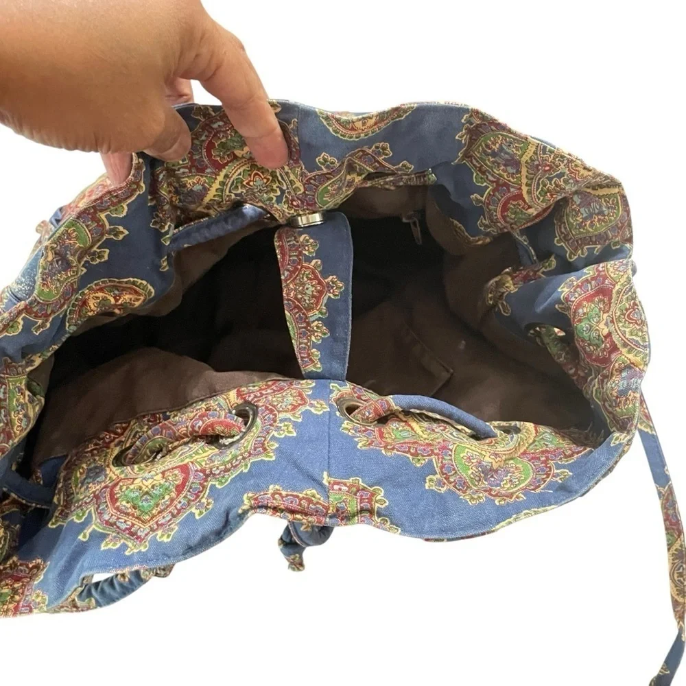 April Cornell Vintage Boho Paisley Drawstring Shoulder Bag
